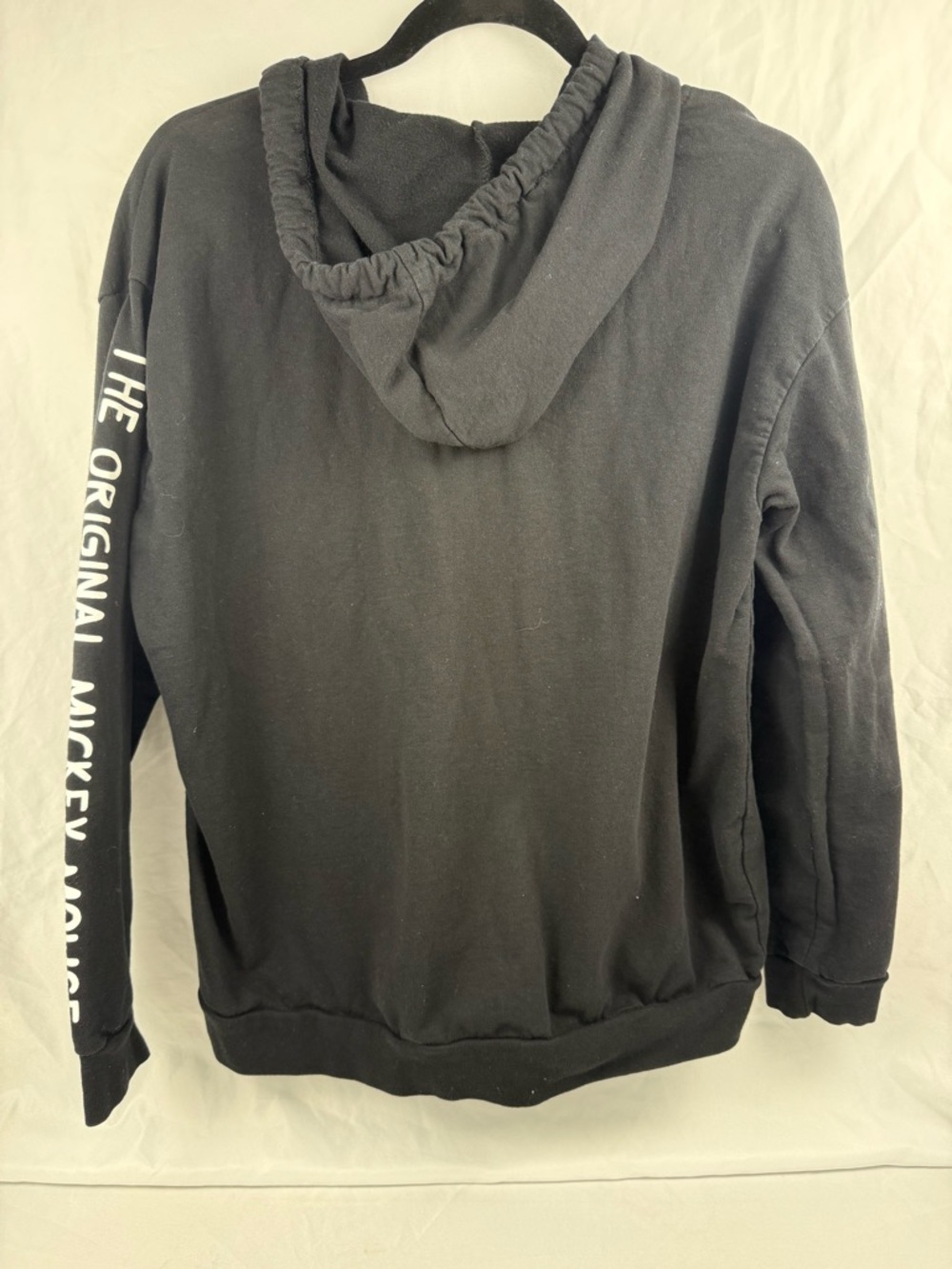 Disney Mickey Mouse Zip Up Hoodie XL Black Graphic Sleeve Logo Sweatshirt Women - Picture 2 of 8